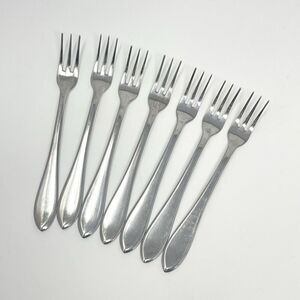 RETRONEU 18/8 Stainless Flatware ROSEANNE Set of 7Cocktail Seafood Forks 5.5”